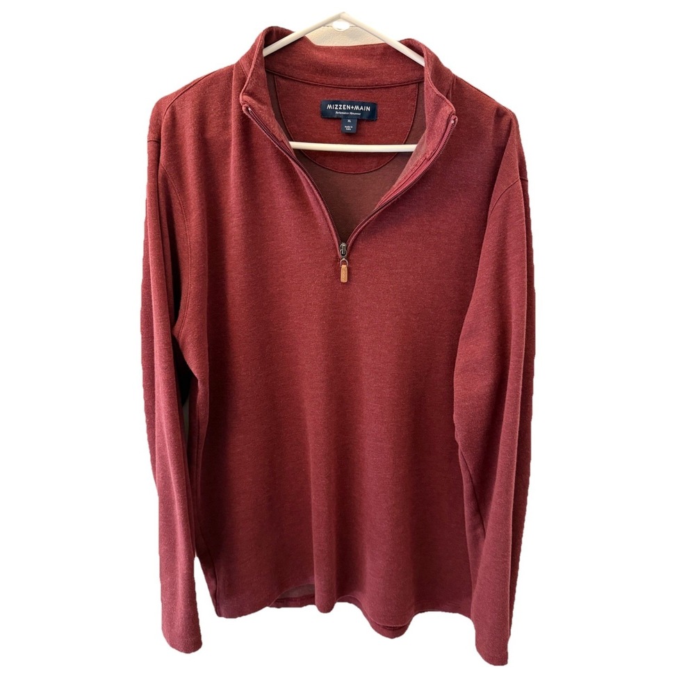 Mizzen Main Quarter Zip Pullover Mens XL Burgundy Cotton Modal Lightweight